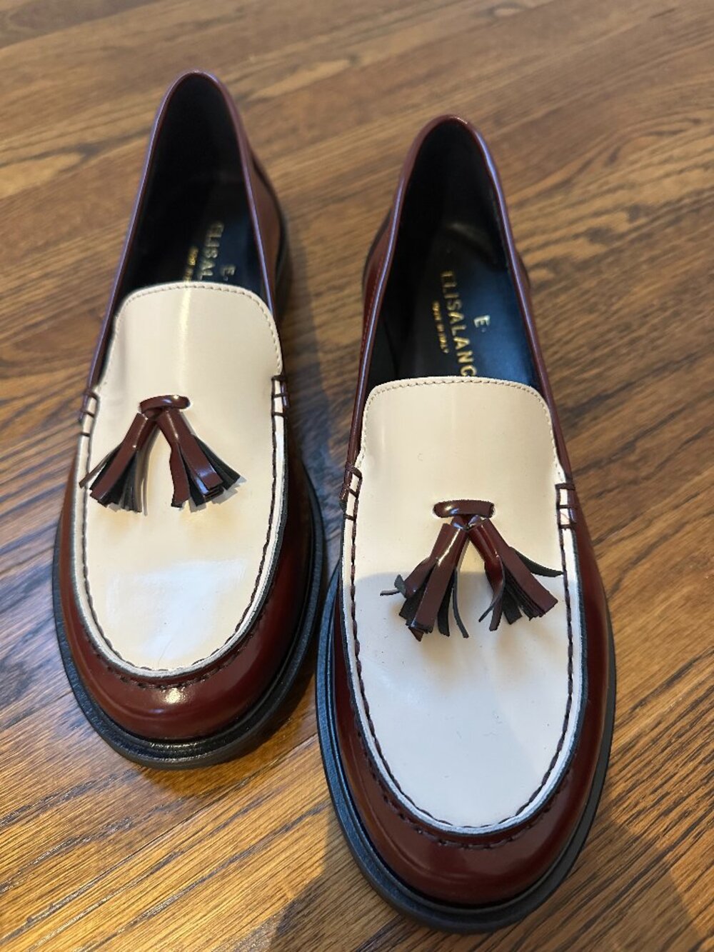 Elisa Lanci Two-Tone Burgundy Loafers - BRAND NEW